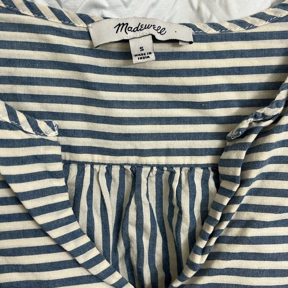 Madewell Courtyard Flutter Sleeve Top Blue Stripe Size Small - Picture 4 of 6